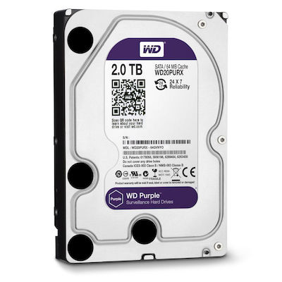 HDD 2TB WD20PURX ΣΚΛΗΡΟΣ ΔΙΣΚΟΣ WESTERN DIGITAL