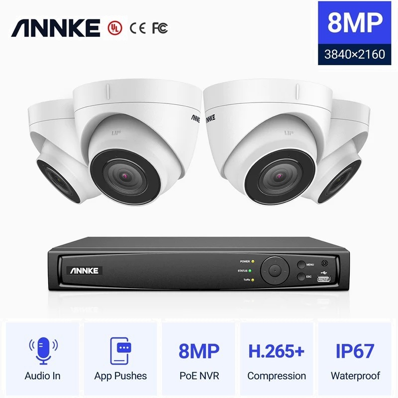 ANNKE N48PAW SET 4K POE NVR 4 TURRET CAMERAS I91BM ΕΞΩΤΕΡΙΚΕΣ 8MP 2.8mm