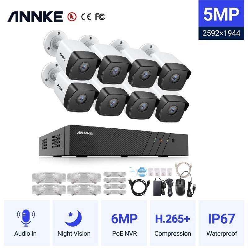 ANNKE SET 5MP N48PBB POE NVR 6MP IP 8 CAMERAS ΕΞΩΤΕΡΙΚΕΣ I51DL 5MP 2.8mm