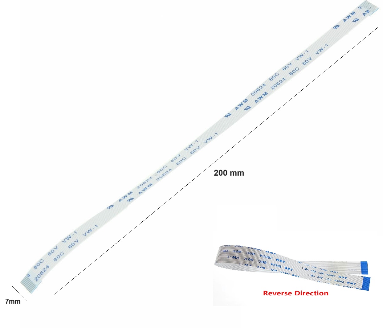 Καλωδιοταινία ribbon flex flat cable 14 pin (0.5mm) 20cm ribbon REVERSE FFC11R