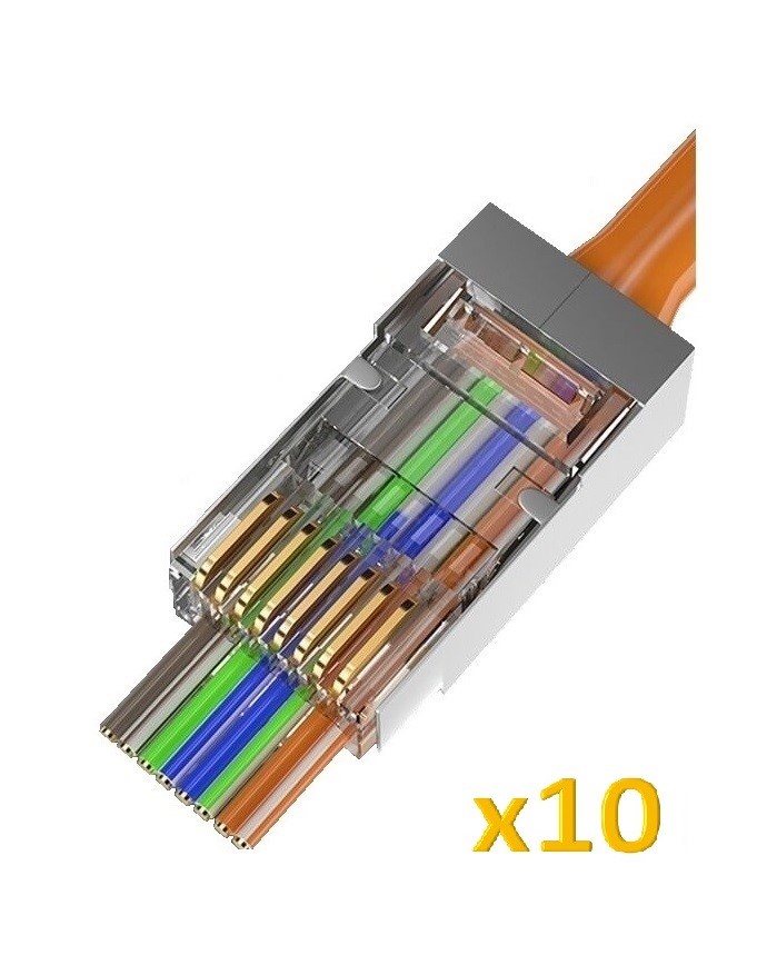 Sinet RJ45 CAT6 EZ x10 Connectors shielded (30μ Gold Plated) male