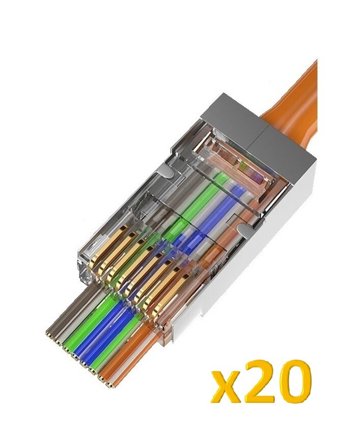 Sinet RJ45 CAT6 EZ x20 Connectors shielded (30μ Gold Plated) male