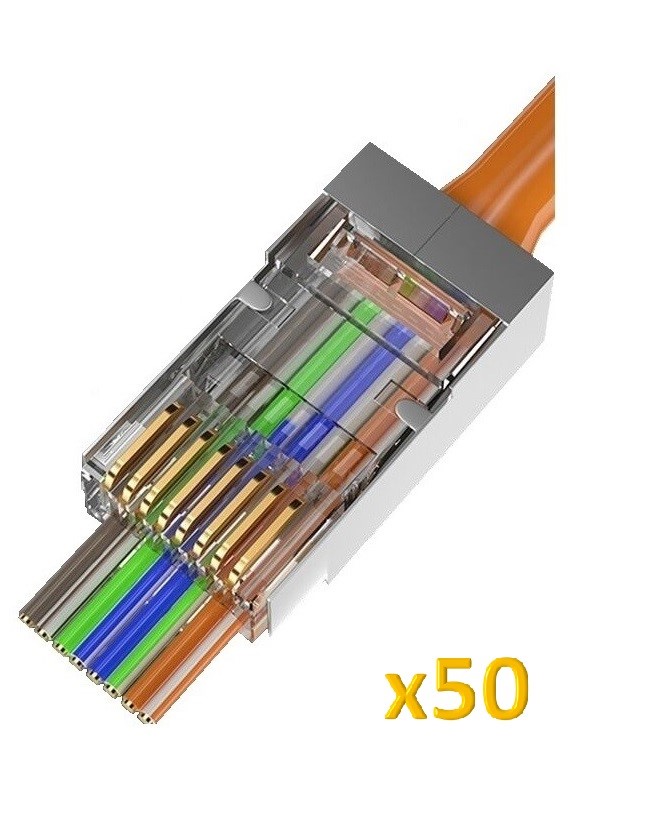 Sinet RJ45 CAT6 EZ x50 Connectors shielded (30μ Gold Plated) male