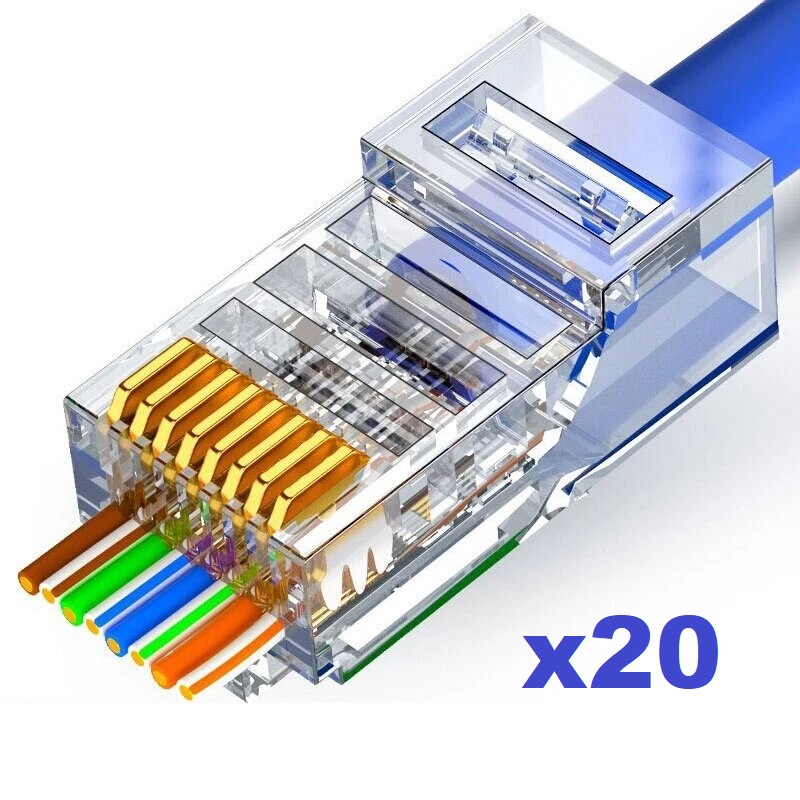 Sinet RJ-45 CAT6 EZ male x20 Connector (30μ Gold Plated)