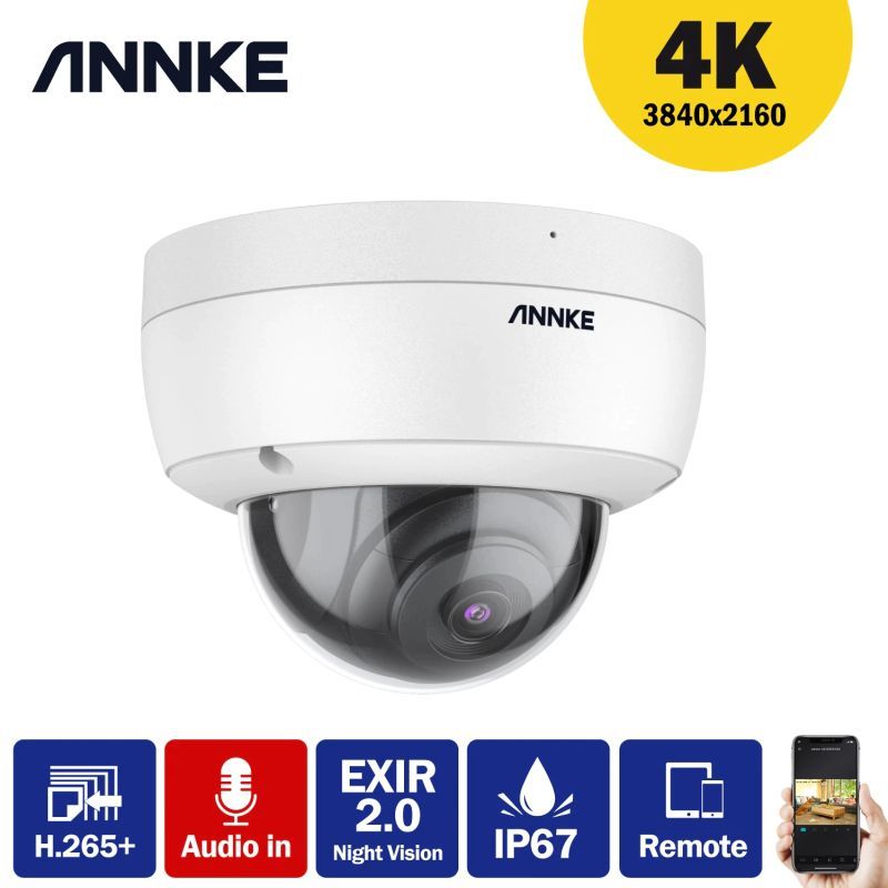 Φωτογραφία από ANNKE 8MP 4K 2.8mm IP POE DOME Vandalproof camera με μικρόφωνο I91BN01