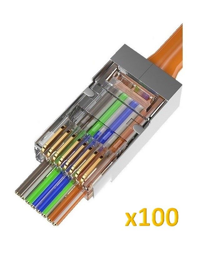 Φωτογραφία από Sinet RJ45 CAT6 EZ x100 Connectors shielded (30μ Gold Plated) male