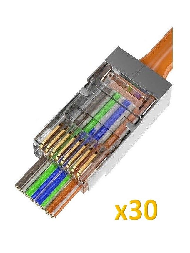 Φωτογραφία από Sinet RJ45 CAT6 EZ x30 Connectors shielded (30μ Gold Plated) male